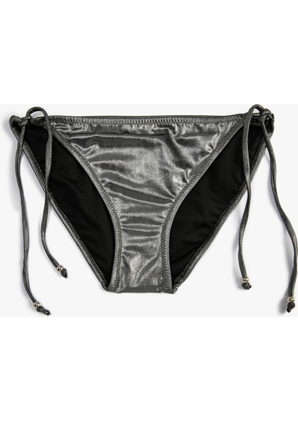 Parlak Bikini Altı Yanları Bağlama Detaylı Normal Bel