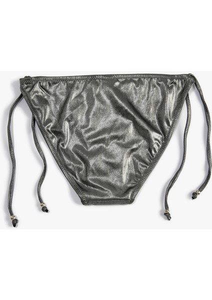 Parlak Bikini Altı Yanları Bağlama Detaylı Normal Bel