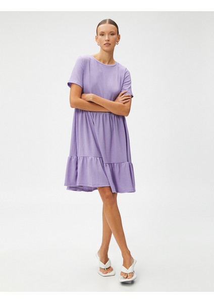 Kısa Elbise Katlı Kısa Kollu Bisiklet Yaka fiyatları