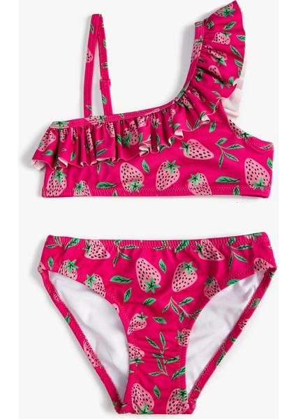 Bikini Takımı Fırfırlı Tek Omuz İnce Askılı