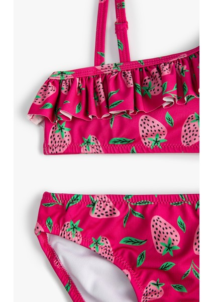 Bikini Takımı Fırfırlı Tek Omuz İnce Askılı