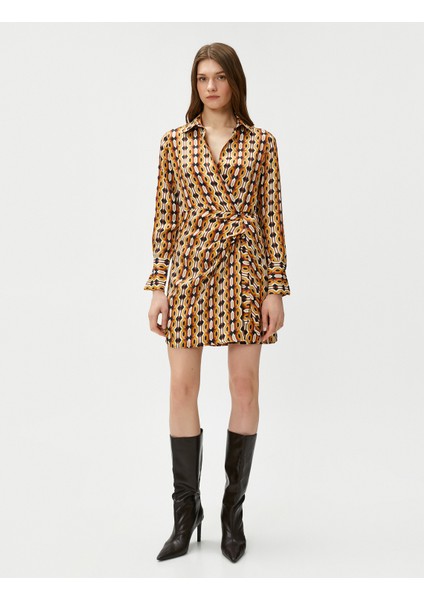 Melis Ağazat x Koton - Gömlek Yaka Saten Mini Elbise modelleri