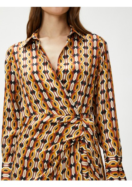 Melis Ağazat x Koton - Gömlek Yaka Saten Mini Elbise indirimleri