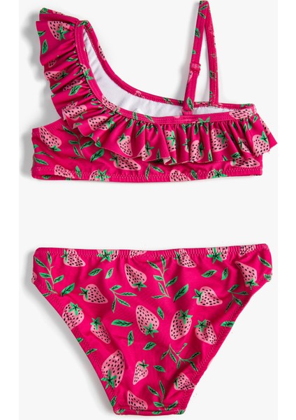 Bikini Takımı Fırfırlı Tek Omuz İnce Askılı