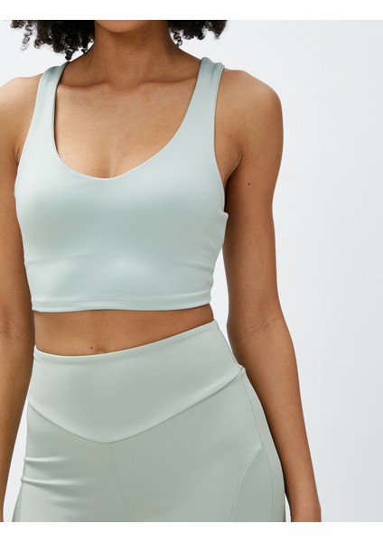 Sporcu Sütyeni Halter Yaka Minimal Baskılı