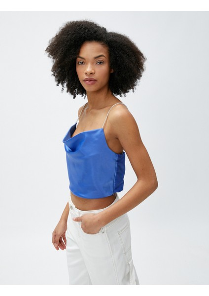 Saten Bluz Degaje Yaka İnce Taş Askılı fiyatları