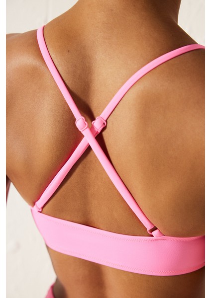 Basic Bralet Neon Pembe Bikini Üstü