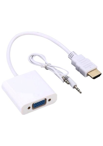 HDMI To VGA Kablo Çevirici Dönüştürücü + Ses