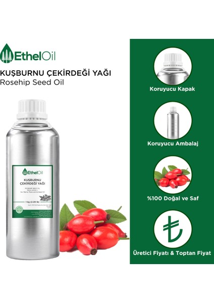 Kuşburnu Çekirdeği Sabit Yağı 1 kg  Rosehip Seed Oil   Rosa Canina L.