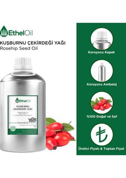 Kuşburnu Çekirdeği Sabit Yağı 5 kg Rosehip Seed Oil Rosa Canina L. fiyatları