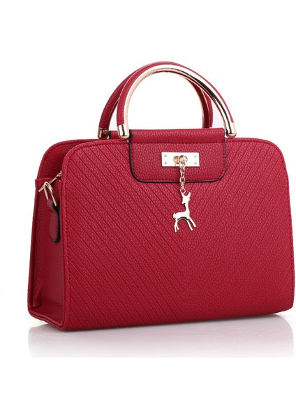 Kadın Çantası Yeni 2023 Moda Kabartmalı Çanta Basit Geyik Gelin Çantası Tek Omuz Messenger Çanta (Yurt Dışından)