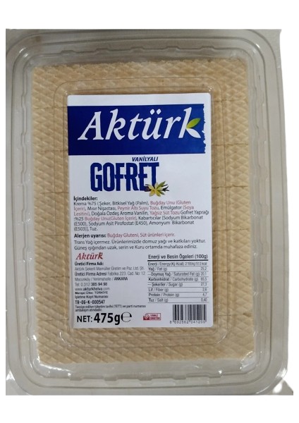 Gofret Vanilyalı 475 gr