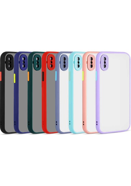 Apple iPhone x Kılıf Mat Parmak Izi Yapmaz Kamera Korumalı Renkli Tuşlu Sert Silikon Kapak (Hux)