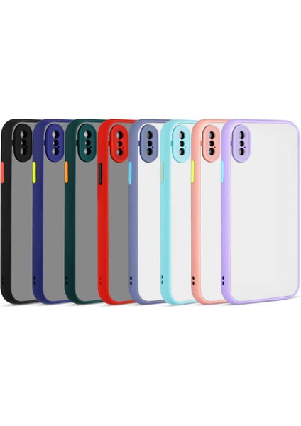 Apple iPhone Xs Max 6.5 Kılıf Mat Parmak Izi Yapmaz Kamera Korumalı Renkli Tuşlu Sert Silikon Kapak (Hux)