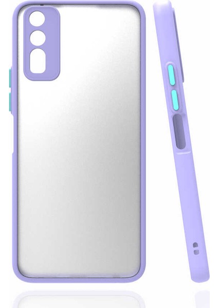 Vivo Y20 Kılıf Mat Parmak Izi Yapmaz Kamera Korumalı Renkli Tuşlu Sert Silikon Kapak (Hux)