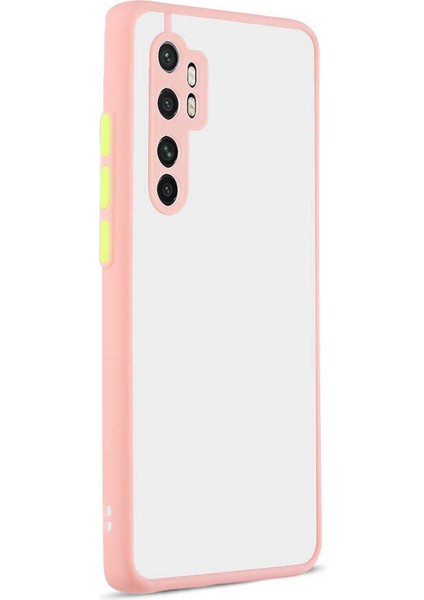 Xiaomi Mi Note 10 Lite Kılıf Mat Parmak Izi Yapmaz Kamera Korumalı Renkli Tuşlu Sert Silikon Kapak (Hux)
