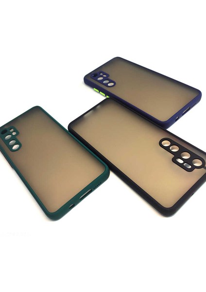 Xiaomi Mi Note 10 Lite Kılıf Mat Parmak Izi Yapmaz Kamera Korumalı Renkli Tuşlu Sert Silikon Kapak (Hux)
