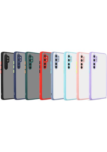 Xiaomi Mi Note 10 Lite Kılıf Mat Parmak Izi Yapmaz Kamera Korumalı Renkli Tuşlu Sert Silikon Kapak (Hux)