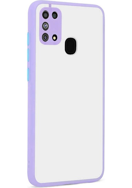 Samsung Galaxy M31 Kılıf Mat Parmak Izi Yapmaz Kamera Korumalı Renkli Tuşlu Sert Silikon Kapak (Hux)