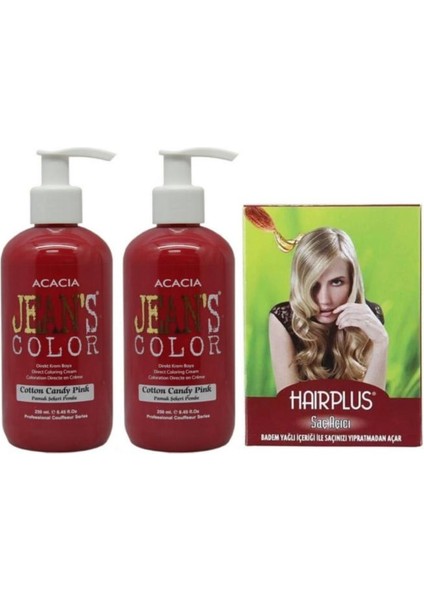 Saç Boyası Pamuk Şekeri Pembe 250 ml 2 Adet ve Hairplus Saç Açıcı