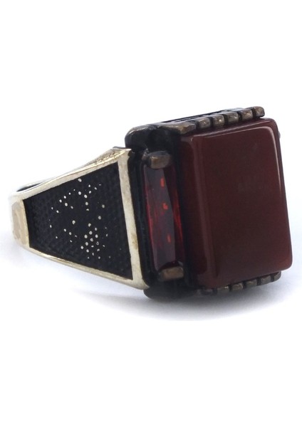 Ateş Taşlı Türk Bayraklı 925 Ayar Erkek Gümüş Yüzük GEY-159 modelleri