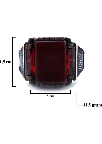 Ateş Taşlı Türk Bayraklı 925 Ayar Erkek Gümüş Yüzük GEY-159 indirimleri