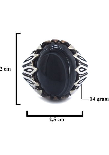 Oniks Taşlı Işlemeli 925 Ayar Gümüş Erkek Yüzük GEY-111 modelleri