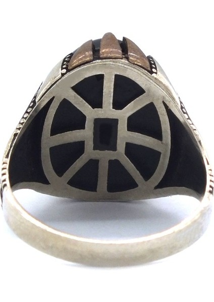 Oniks Taşlı Işlemeli 925 Ayar Gümüş Erkek Yüzük GEY-111 indirimleri