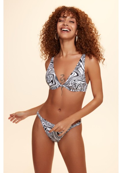 Maggie Balenli Uzun Üçgen Bikini Tek Üst Ebruli 229111-D
