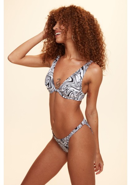 Maggie Balenli Uzun Üçgen Bikini Tek Üst Ebruli 229111-D