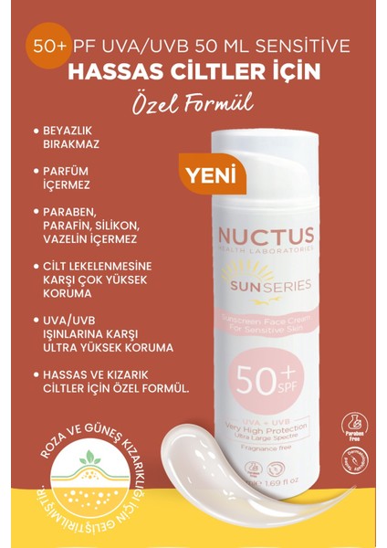 Güneş Koruyucu Krem 50 ml Hassas Ciltler Için