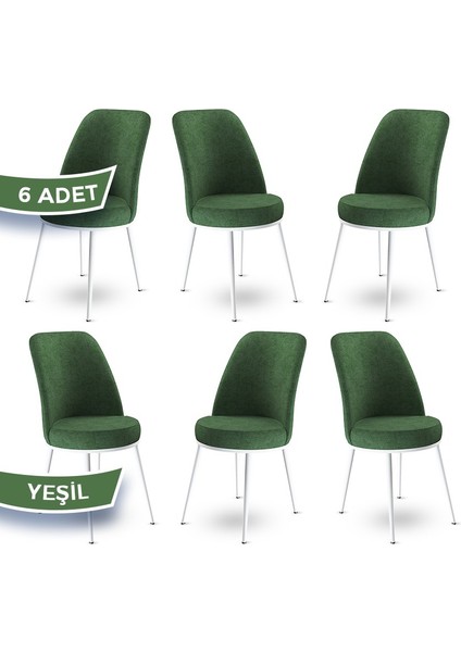 Concept Dexa Serisi Üst Kalite Mutfak Sandalyesi Metal Beyaz Iskeletli 6 Adet Sandalye