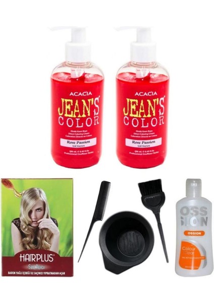 Saç Boyası Gül Kurusu 250 ml 2AD, Saç Açıcı, Boya Silici ve Fluweel Boya Kabı Seti