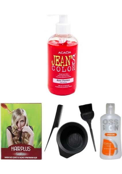 Saç Boyası Gül Kurusu 250 ml, Saç Açıcı, Boya Silici ve Fluweel Boya Kabı Seti