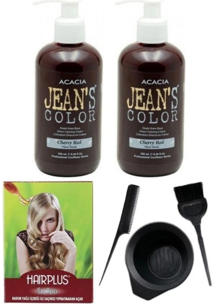 Saç Boyası Vişne Kızılı 250 ml 2 Adet Saç Açıcı ve Fluweel Saç Boya Kabı