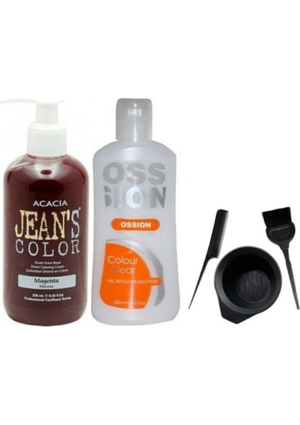 Saç Boyası Magenta 250 ml ve Boya Temizleyici ve Fluweel Boya Seti