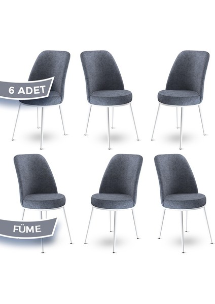 Concept Dexa Serisi Üst Kalite Mutfak Sandalyesi Metal Beyaz Iskeletli 6 Adet Sandalye