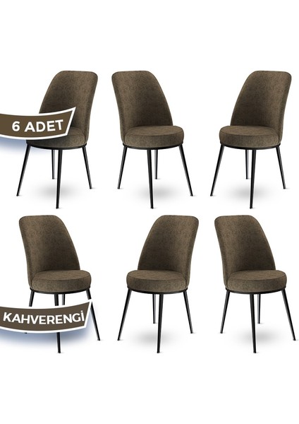 Concept Dexa Serisi Üst Kalite Mutfak Sandalyesi Metal Siyah Iskeletli 6 Adet Sandalye