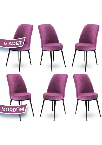 Concept Dexa Serisi Üst Kalite Mutfak Sandalyesi Metal Siyah Iskeletli 6 Adet Sandalye