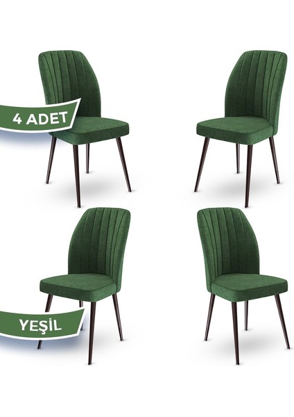 Concept Platinum Serisi Üst Kalite Mutfak Sandalyesi Metal Kahverengi Iskeletli 4 Adet Sandalye