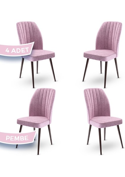 Concept Platinum Serisi Üst Kalite Mutfak Sandalyesi Metal Kahverengi Iskeletli 4 Adet Sandalye