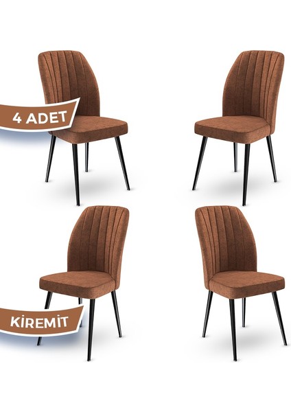 Concept Platinum Serisi Üst Kalite Mutfak Sandalyesi Metal Siyah Iskeletli 4 Adet Sandalye