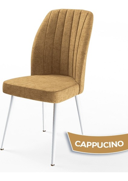 Concept Platinum Serisi Üst Kalite Mutfak Sandalyesi Metal Beyaz Iskeletli 4 Adet Sandalye