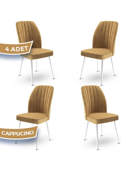 Concept Platinum Serisi Üst Kalite Mutfak Sandalyesi Metal Beyaz Iskeletli 4 Adet Sandalye