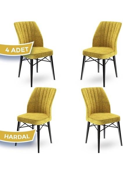 Concept Flex Serisi, Üst Kalite Mutfak Sandalyesi Gürgen Siyah Ahşap Ayak 4 Adet Sandalye