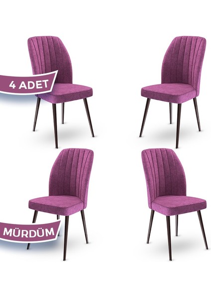 Concept Platinum Serisi Üst Kalite Mutfak Sandalyesi Metal Kahverengi Iskeletli 4 Adet Sandalye