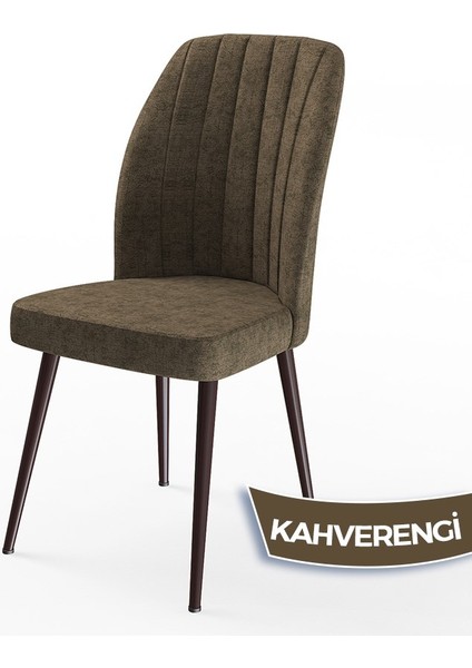 Concept Platinum Serisi Üst Kalite Mutfak Sandalyesi Metal Kahverengi Iskeletli 6 Adet Sandalye