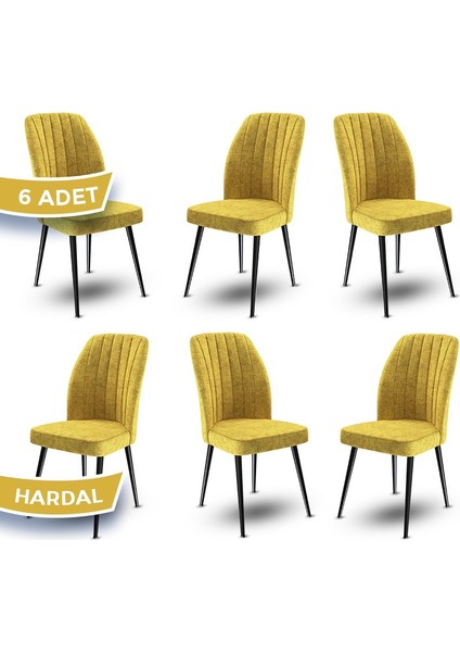 Concept Platinum Serisi Üst Kalite Mutfak Sandalyesi Metal Siyah Iskeletli 6 Adet Sandalye