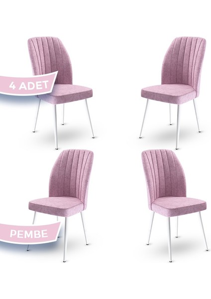 Concept Platinum Serisi Üst Kalite Mutfak Sandalyesi Metal Beyaz Iskeletli 4 Adet Sandalye