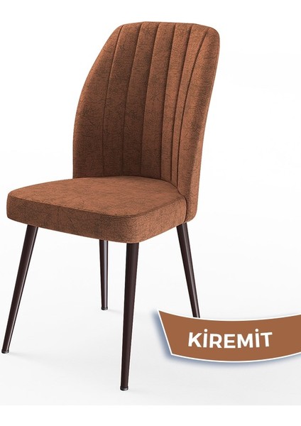 Concept Platinum Serisi Üst Kalite Mutfak Sandalyesi Metal Kahverengi Iskeletli 6 Adet Sandalye